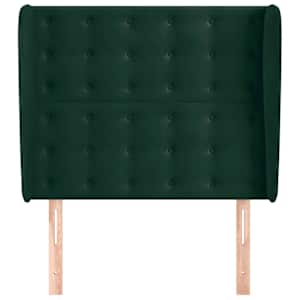 Čelo postele typu ušák tmavě zelená 103x23x118/128 cm samet - obrázek 3
