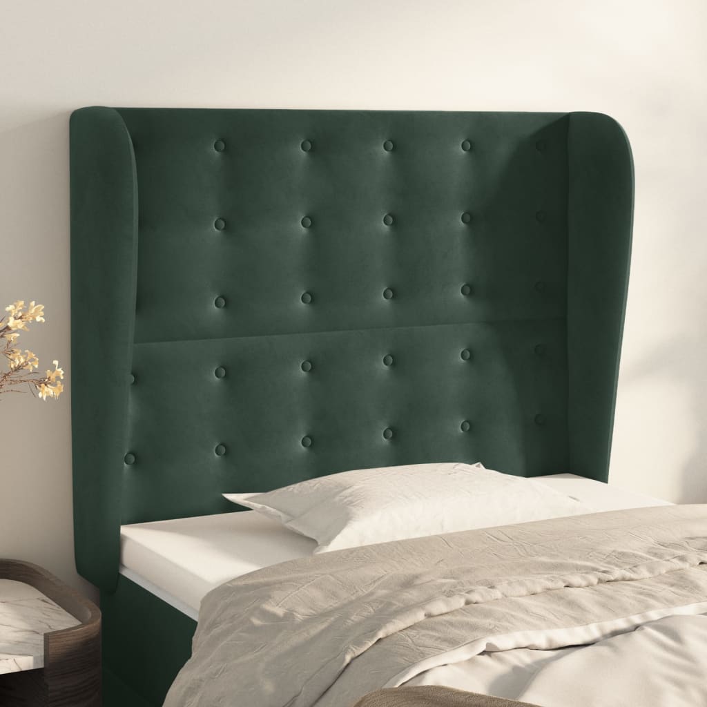 vidaXL Tăblie pat cu aripioare verde închis 103x23x118/128 cm catifea