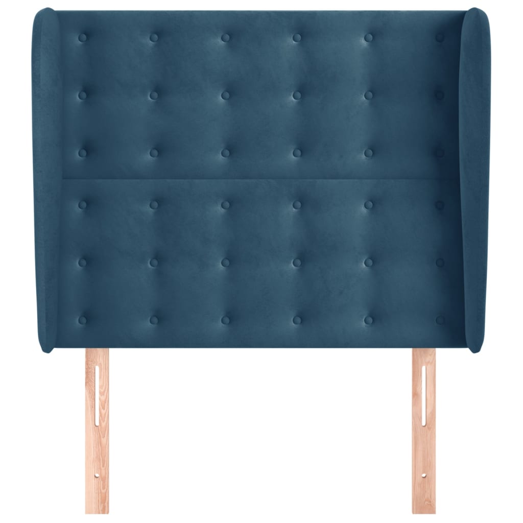 vidaXL Hoofdbord met randen 103x23x118/128 cm fluweel donkerblauw afbeelding