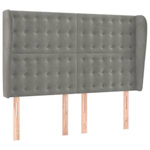 Čelo postele typu ušák světle šedé 147x23x118/128 cm samet - obrázek 2