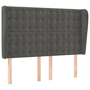 Čelo postele typu ušák tmavě šedé 147x23x118/128 cm samet - obrázek 2
