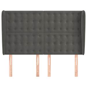 Čelo postele typu ušák tmavě šedé 147x23x118/128 cm samet - obrázek 3