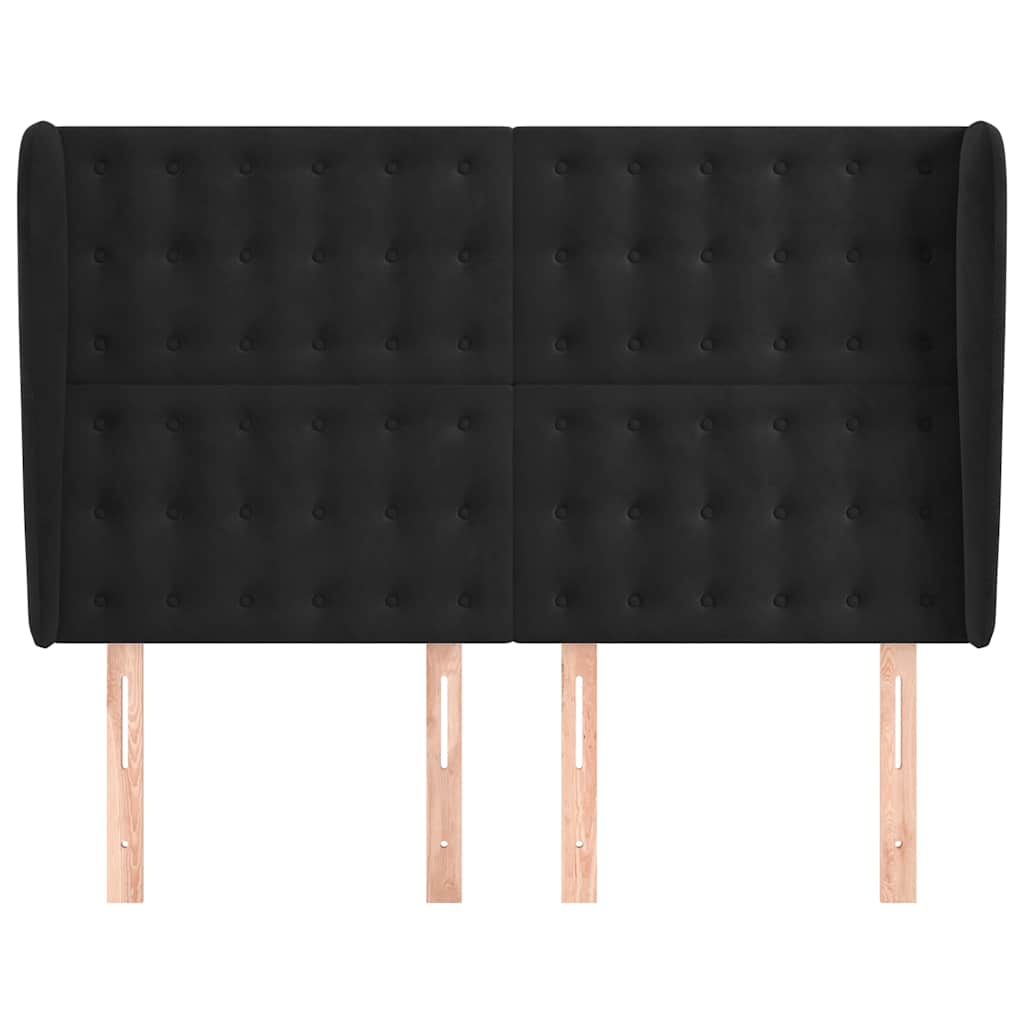 vidaXL Hoofdbord met randen 147x23x118/128 cm fluweel zwart, foto 2