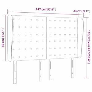 Čelo postele typu ušák černé 147x23x118/128 cm samet - obrázek 9
