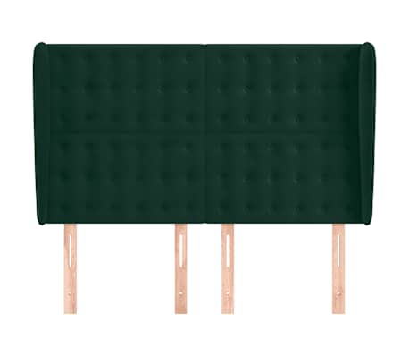 vidaXL Kopfteil mit Ohren Dunkelgr&uuml;n 147x23x118/128 cm Samt