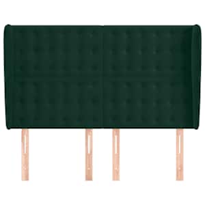 vidaXL Kopfteil mit Ohren Dunkelgr&uuml;n 147x23x118/128 cm Samt