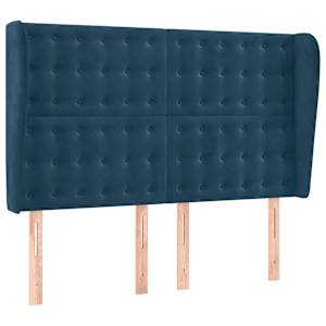 Čelo postele typu ušák tmavě modrá 147x23x118/128 cm samet - obrázek 2