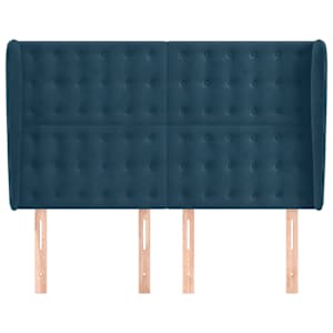 Čelo postele typu ušák tmavě modrá 147x23x118/128 cm samet - obrázek 3