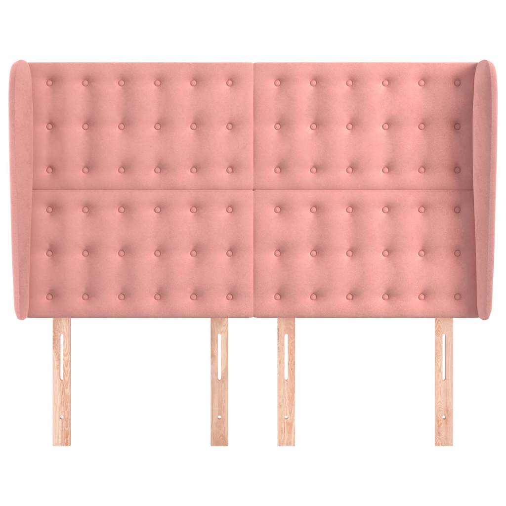 vidaXL Hoofdbord met randen 147x23x118/128 cm fluweel roze, foto 2