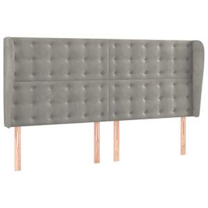 Čelo postele typu ušák světle šedé 163x23x118/128 cm samet - obrázek 2
