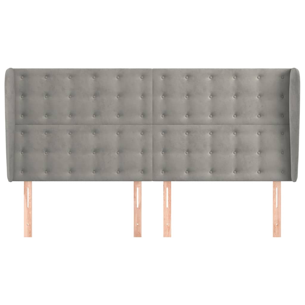 vidaXL Hoofdbord met randen 163x23x118/128 cm fluweel lichtgrijs grijs, foto 2