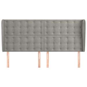 Čelo postele typu ušák světle šedé 163x23x118/128 cm samet - obrázek 3