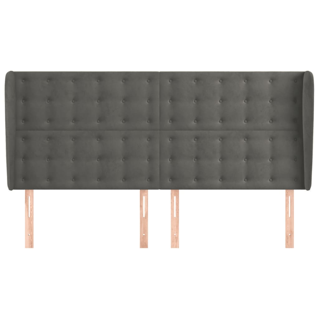 vidaXL Hoofdbord met randen 163x23x118/128 cm fluweel donkergrijs afbeelding