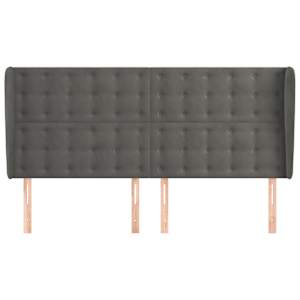Čelo postele typu ušák tmavě šedé 163x23x118/128 cm samet - obrázek 3