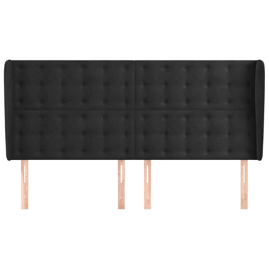 vidaXL Hoofdbord met randen 163x23x118/128 cm fluweel zwart, foto 2