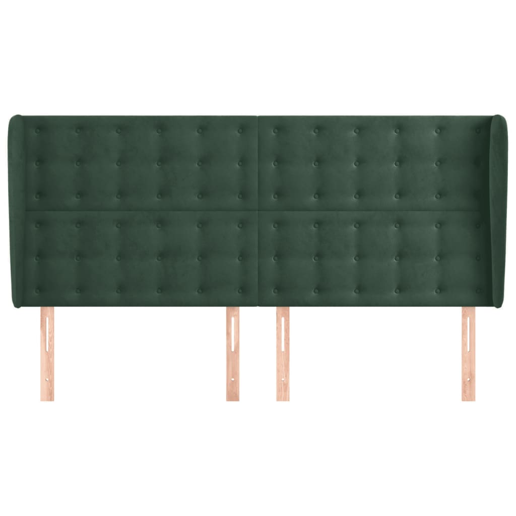 vidaXL Hoofdbord met randen 163x23x118/128 cm fluweel donkergroen afbeelding