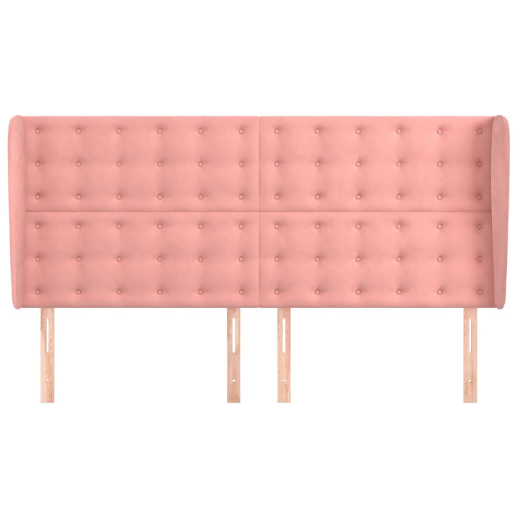 vidaXL Hoofdbord met randen 163x23x118/128 cm fluweel roze afbeelding