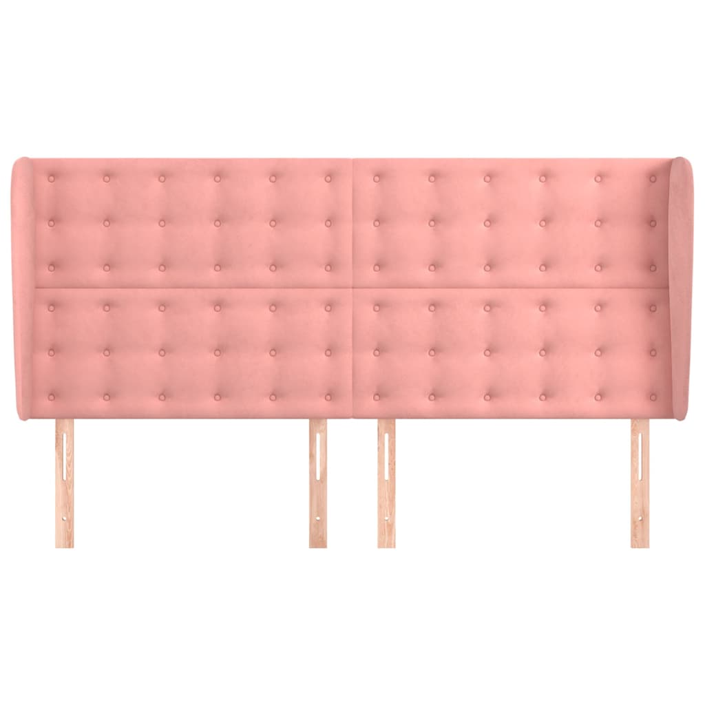 vidaXL Hoofdbord met randen 163x23x118/128 cm fluweel roze, foto 2