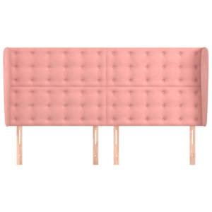 Čelo postele typu ušák růžová 163x23x118/128 cm samet - obrázek 3