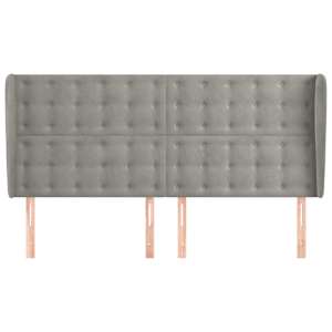Čelo postele typu ušák světle šedé 183x23x118/128 cm samet - obrázek 3