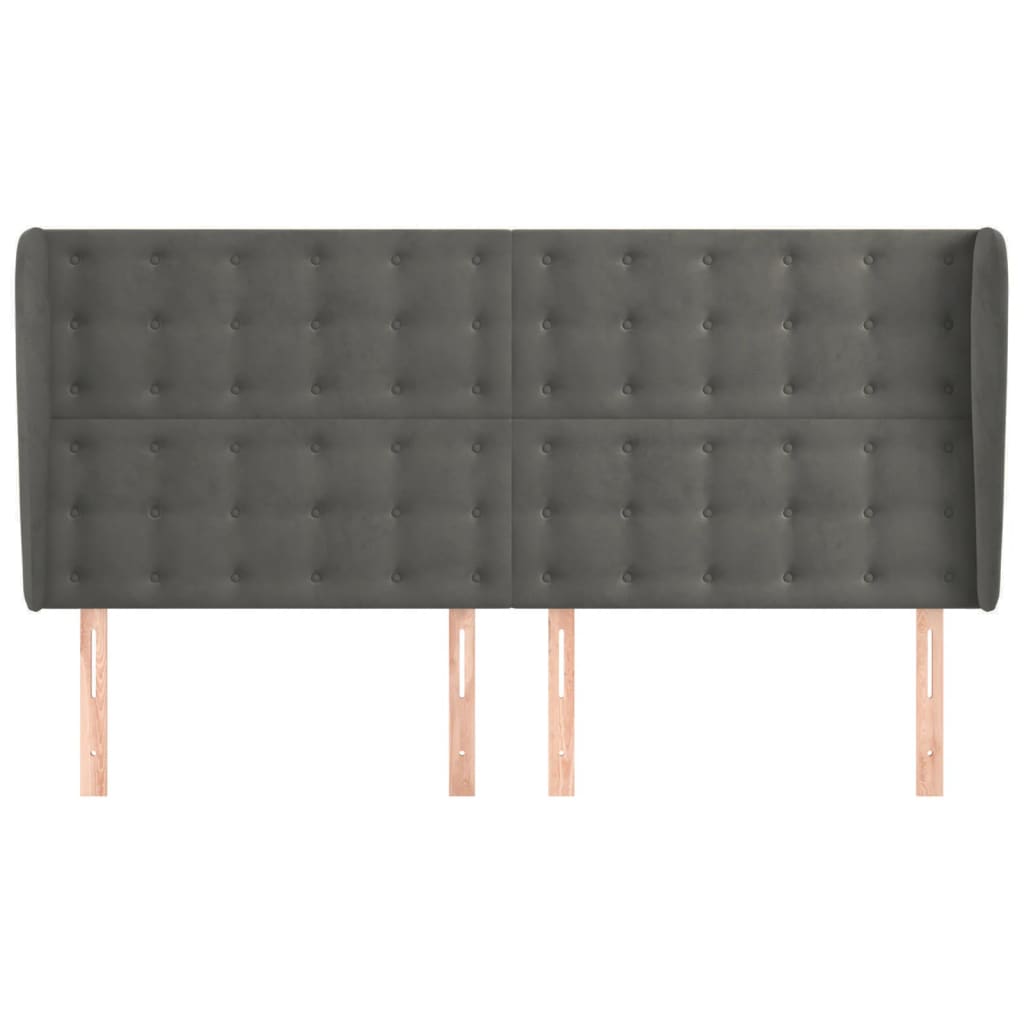 vidaXL Hoofdbord met randen 183x23x118/128 cm fluweel donkergrijs afbeelding