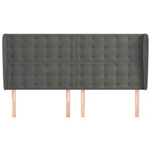 Čelo postele typu ušák tmavě šedé 183x23x118/128 cm samet - obrázek 3