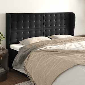 Čelo postele typu ušák černé 183x23x118/128 cm samet - obrázek 1