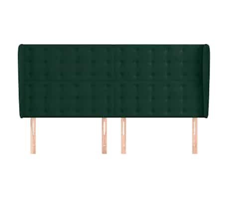 vidaXL T&ecirc;te de lit avec oreilles Vert fonc&eacute; 183x23x118/128 cm Velours