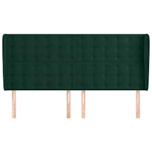 Čelo postele typu ušák tmavě zelená 183x23x118/128 cm samet - obrázek 3
