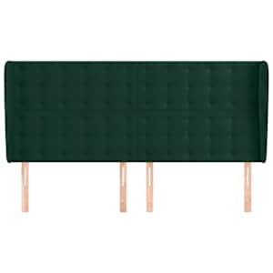 vidaXL T&ecirc;te de lit avec oreilles Vert fonc&eacute; 183x23x118/128 cm Velours