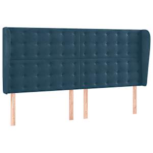 Čelo postele typu ušák tmavě modrá 183x23x118/128 cm samet - obrázek 2