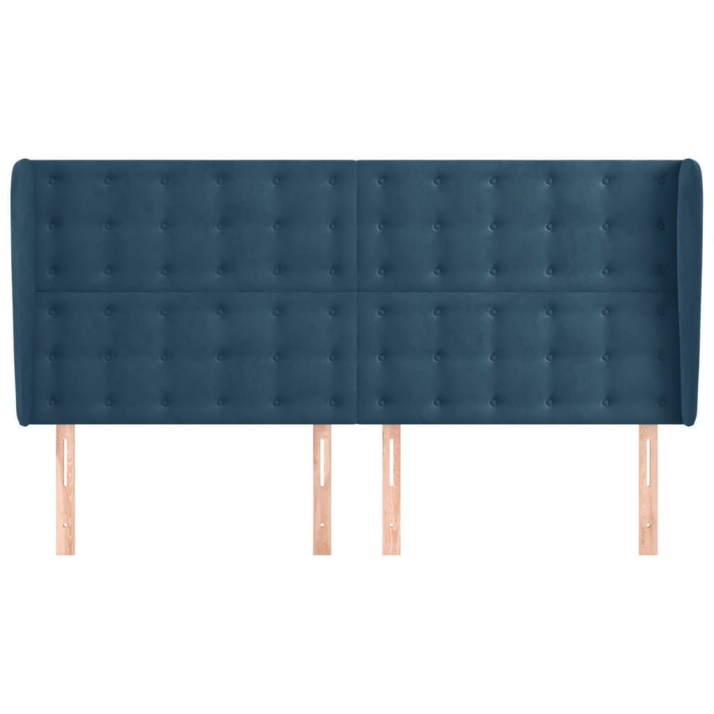 vidaXL Hoofdbord met randen 183x23x118/128 cm fluweel donkerblauw afbeelding