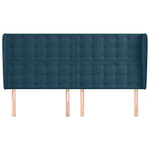 Čelo postele typu ušák tmavě modrá 183x23x118/128 cm samet - obrázek 3