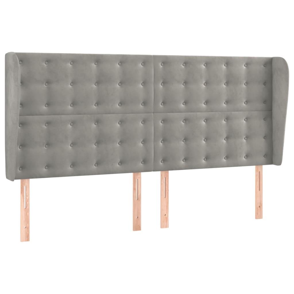 vidaXL Čelo postele typu ušák světle šedé 203x23x118/128 cm samet