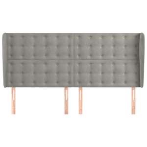 Čelo postele typu ušák světle šedé 203x23x118/128 cm samet - obrázek 3