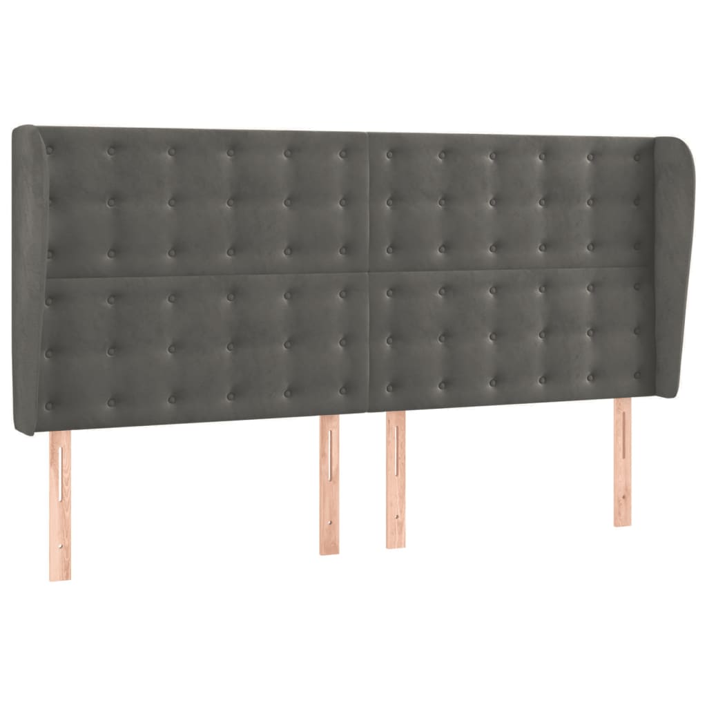 vidaXL Čelo postele typu ušák tmavě šedé 203x23x118/128 cm samet