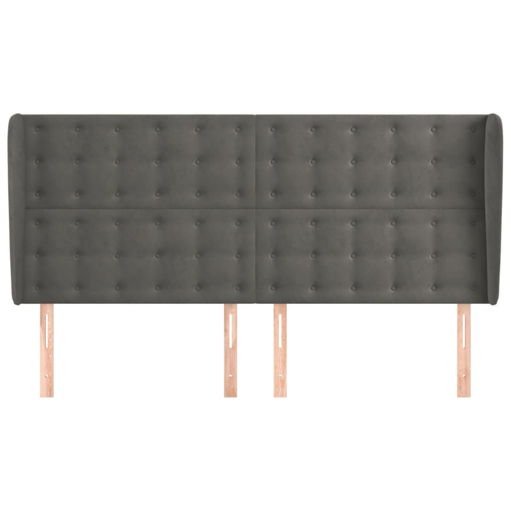 vidaXL Hoofdbord met randen 203x23x118/128 cm fluweel donkergrijs afbeelding