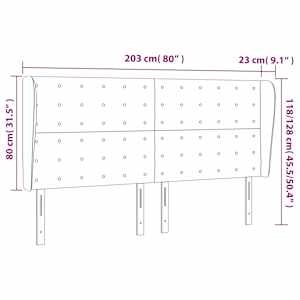 Čelo postele typu ušák tmavě šedé 203x23x118/128 cm samet - obrázek 9