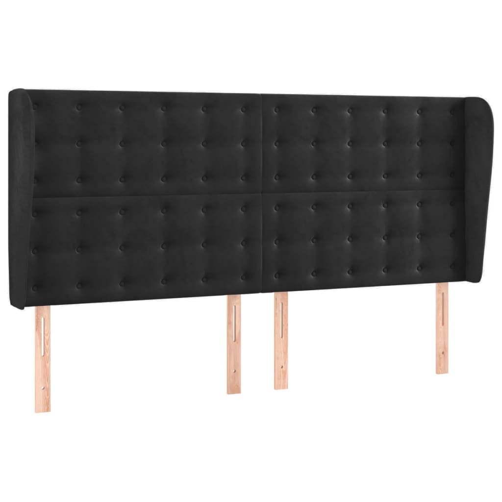 vidaXL Čelo postele typu ušák černé 203x23x118/128 cm samet
