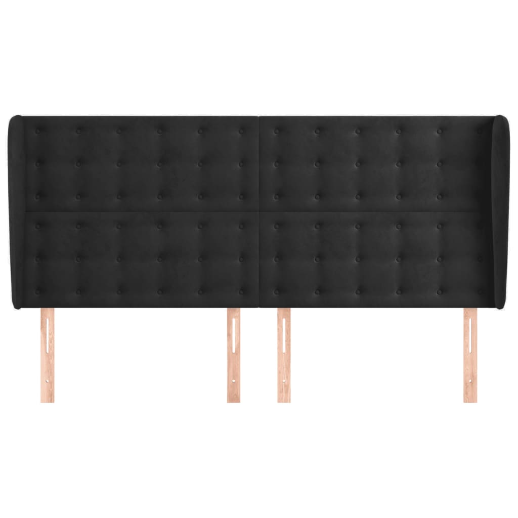 vidaXL Hoofdbord met randen 203x23x118/128 cm fluweel zwart afbeelding