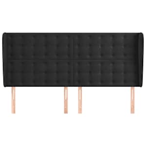 Čelo postele typu ušák černé 203x23x118/128 cm samet - obrázek 3