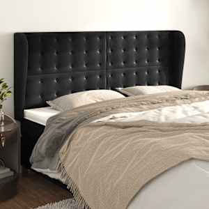 Čelo postele typu ušák černé 203x23x118/128 cm samet - obrázek 1