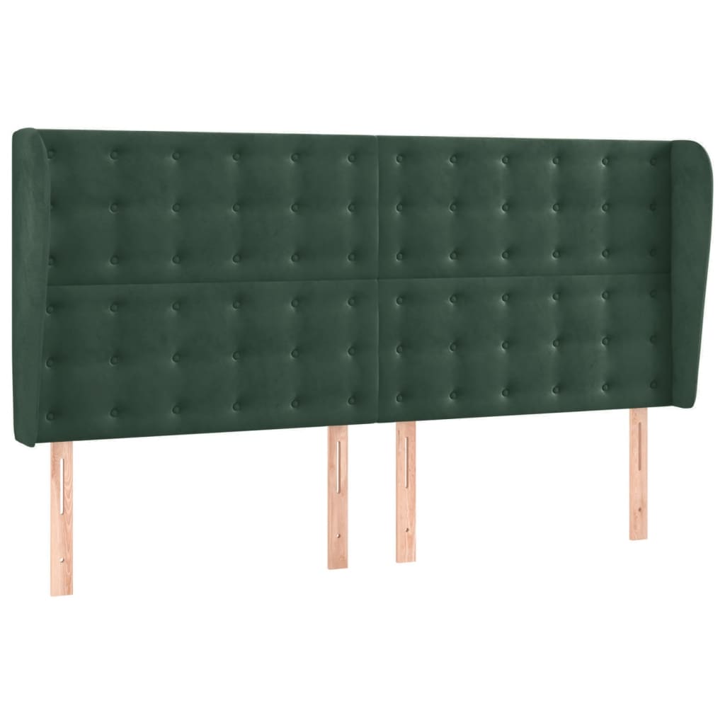 vidaXL Čelo postele typu ušák tmavě zelená 203x23x118/128 cm samet