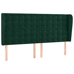 Čelo postele typu ušák tmavě zelená 203x23x118/128 cm samet - obrázek 2