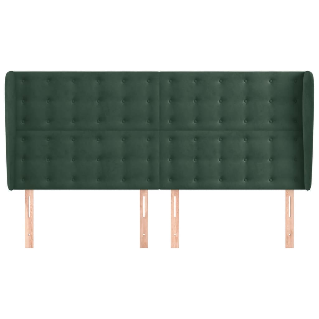 vidaXL Hoofdbord met randen 203x23x118/128 cm fluweel donkergroen afbeelding
