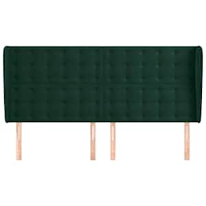 Čelo postele typu ušák tmavě zelená 203x23x118/128 cm samet - obrázek 3