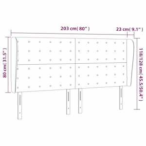 Čelo postele typu ušák tmavě zelená 203x23x118/128 cm samet - obrázek 7