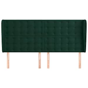 vidaXL Tăblie pat cu aripioare verde &icirc;nchis 203x23x118/128cm catifea