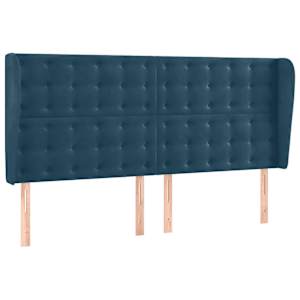 Čelo postele typu ušák tmavě modrá 203x23x118/128 cm samet - obrázek 2
