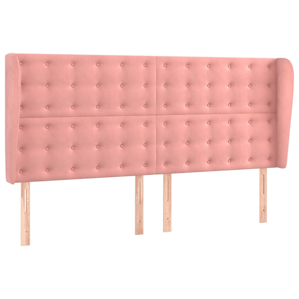 vidaXL Čelo postele typu ušák růžová 203x23x118/128 cm samet